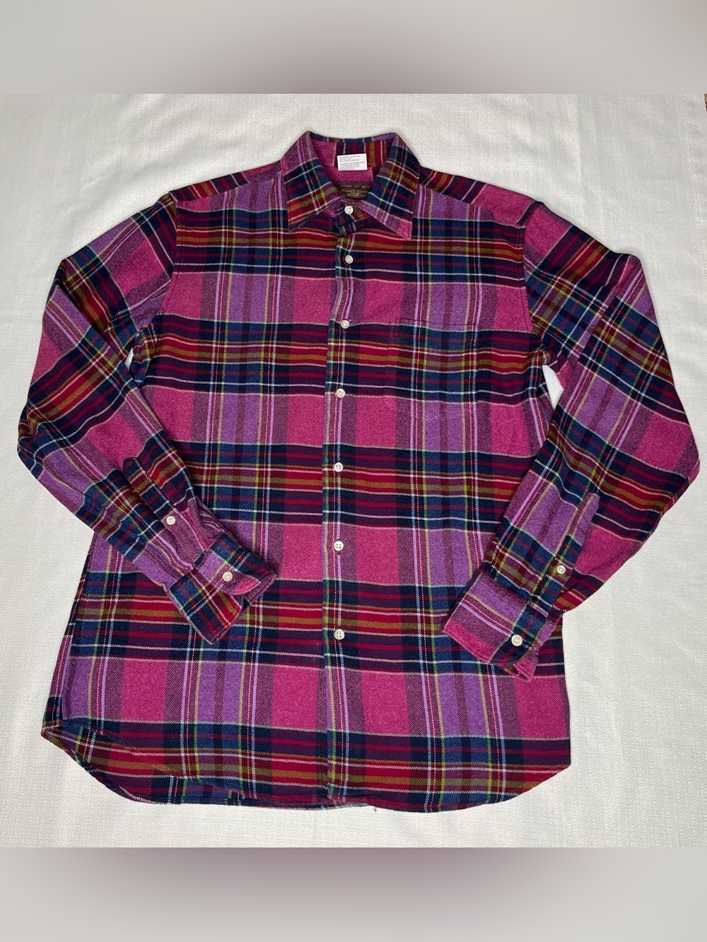 Moreno Martini 100% Cotton Plaid Button Down Flannel 15" Neck